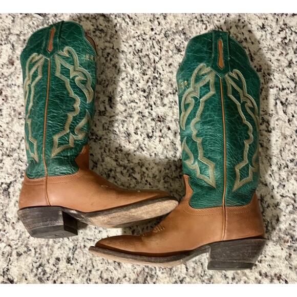 HONDO EL PASO TEXAS MENS COWHIDE LEATHER COWBOY WESTERN BOOTS SIZE 8.5 D - Picture 2 of 8